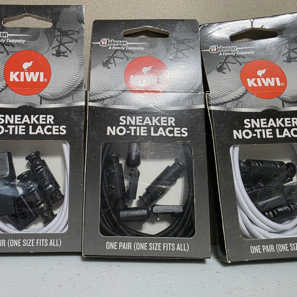 Kiwi Sneaker No-Tie Laces - Black and White